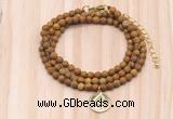 GMN7431 4mm faceted round tiny wooden jasper beaded necklace with constellation charm