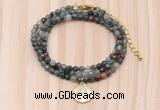 GMN7435 4mm faceted round tiny African bloodstone beaded necklace with constellation charm