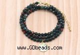 GMN7436 4mm faceted round tiny Indian bloodstone beaded necklace with constellation charm