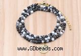 GMN7441 4mm faceted round tiny black & white jasper beaded necklace with constellation charm