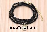 GMN7447 4mm faceted round tiny black spinel beaded necklace with constellation charm