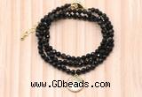 GMN7448 4mm faceted round tiny golden obsidian beaded necklace with constellation charm