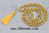 GMN745 Hand-knotted 8mm, 10mm golden tiger eye 108 beads mala necklaces with tassel