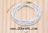 GMN7451 4mm faceted round tiny white moonstone beaded necklace with constellation charm