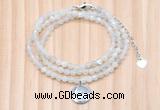 GMN7452 4mm faceted round tiny white moonstone beaded necklace with constellation charm