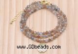 GMN7454 4mm faceted round tiny rainbow moonstone beaded necklace with constellation charm