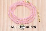 GMN7456 4mm faceted round tiny rose quartz beaded necklace with constellation charm