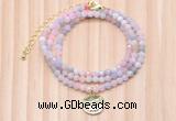 GMN7457 4mm faceted round tiny morganite beaded necklace with constellation charm