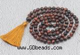 GMN746 Hand-knotted 8mm, 10mm red tiger eye 108 beads mala necklaces with tassel