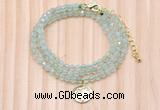 GMN7462 4mm faceted round prehnite beaded necklace with constellation charm