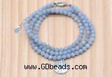 GMN7468 4mm faceted round blue angel skin beaded necklace with constellation charm