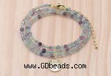 GMN7514 4mm faceted round tiny fluorite beaded necklace with letter charm