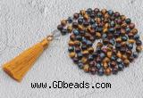 GMN752 Hand-knotted 8mm, 10mm colorfull tiger eye 108 beads mala necklaces with tassel