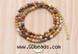 GMN7533 4mm faceted round tiny mookaite jasper beaded necklace with letter charm