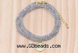 GMN7555 4mm faceted round tiny labradorite beaded necklace with letter charm