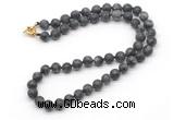 GMN7608 18 - 36 inches 8mm, 10mm matte black labradorite beaded necklaces