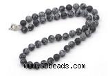 GMN7609 18 - 36 inches 8mm, 10mm matte snowflake obsidian beaded necklaces