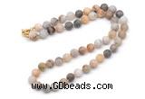 GMN7618 18 - 36 inches 8mm, 10mm matte bamboo leaf agate beaded necklaces