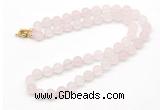 GMN7632 18 - 36 inches 8mm, 10mm matte rose quartz beaded necklaces