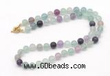 GMN7635 18 - 36 inches 8mm, 10mm matte fluorite beaded necklaces