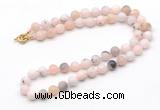 GMN7637 18 - 36 inches 8mm, 10mm matte natural pink opal beaded necklaces