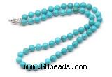 GMN7702 18 - 36 inches 8mm, 10mm round turquoise beaded necklaces