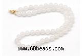 GMN7707 18 - 36 inches 8mm, 10mm round white jade beaded necklaces