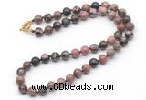 GMN7717 18 - 36 inches 8mm, 10mm round rhodonite beaded necklaces