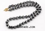 GMN7729 18 - 36 inches 8mm, 10mm round black Tibetan agate beaded necklaces