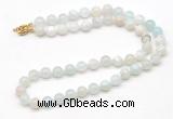 GMN7741 18 - 36 inches 8mm, 10mm round sea blue banded agate beaded necklaces