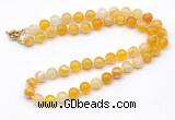 GMN7743 18 - 36 inches 8mm, 10mm round yellow banded agate beaded necklaces