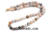 GMN7764 18 - 36 inches 8mm, 10mm round bamboo leaf agate beaded necklaces