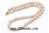 GMN7770 18 - 36 inches 8mm, 10mm round white fossil jasper beaded necklaces