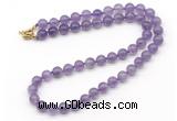 GMN7796 18 - 36 inches 8mm, 10mm round light amethyst beaded necklaces