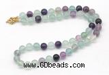 GMN7801 18 - 36 inches 8mm, 10mm round fluorite beaded necklaces