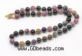 GMN7811 18 - 36 inches 8mm, 10mm round tourmaline beaded necklaces