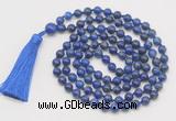 GMN808 Hand-knotted 8mm, 10mm lapis lazuli 108 beads mala necklace with tassel