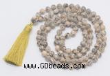 GMN819 Hand-knotted 8mm, 10mm feldspar 108 beads mala necklace with tassel