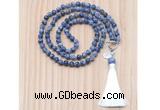 GMN8201 18 - 36 inches 8mm blue spot stone 54, 108 beads mala necklace with tassel