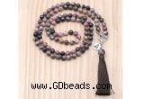 GMN8211 18 - 36 inches 8mm rhodonite 54, 108 beads mala necklace with tassel