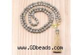 GMN8218 18 - 36 inches 8mm feldspar 54, 108 beads mala necklace with tassel