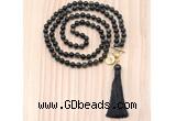 GMN8222 18 - 36 inches 8mm golden obsidian 54, 108 beads mala necklace with tassel