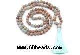 GMN8413 8mm, 10mm serpentine jasper 27, 54, 108 beads mala necklace with tassel