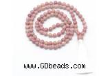 GMN8415 8mm, 10mm pink wooden jasper 27, 54, 108 beads mala necklace with tassel