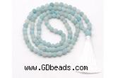 GMN8426 8mm, 10mm matte amazonite 27, 54, 108 beads mala necklace with tassel