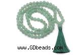 GMN8427 8mm, 10mm matte green aventurine 27, 54, 108 beads mala necklace with tassel