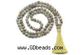 GMN8428 8mm, 10mm matte rhyolite 27, 54, 108 beads mala necklace with tassel