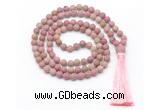 GMN8448 8mm, 10mm matte pink wooden jasper 27, 54, 108 beads mala necklace with tassel