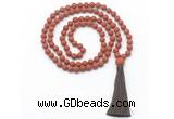 GMN8449 8mm, 10mm matte red jasper 27, 54, 108 beads mala necklace with tassel