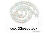 GMN8492 8mm, 10mm sea blue banded agate 27, 54, 108 beads mala necklace with tassel